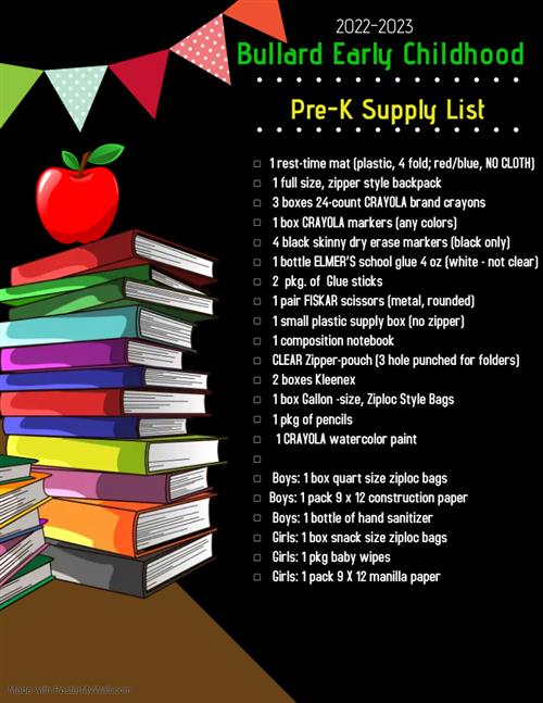 PK Supply List